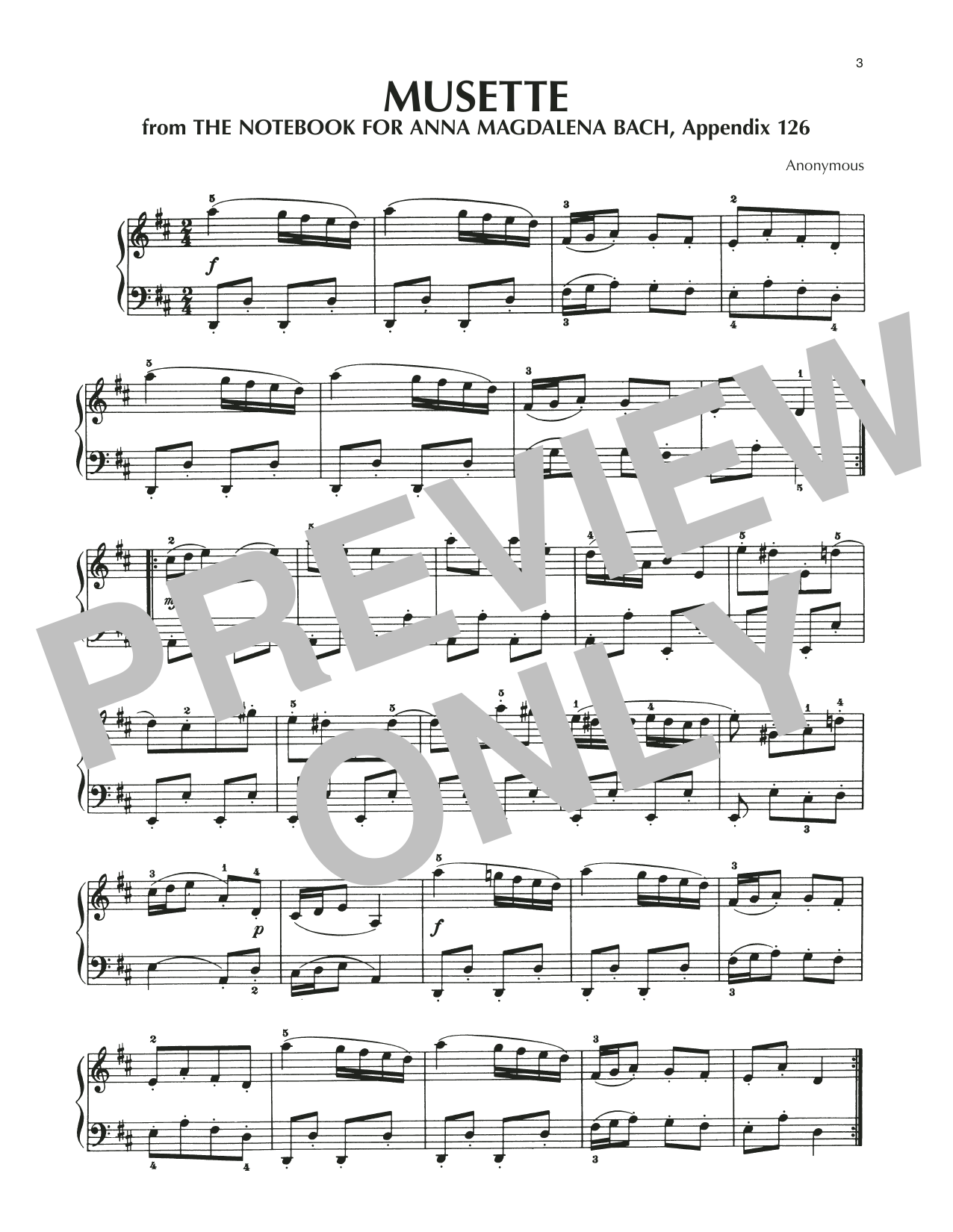 Product gallery: Page 1 of 1 Musette In D Major, BWV Appendix 126, Notebook for Anna Magdalena Bach