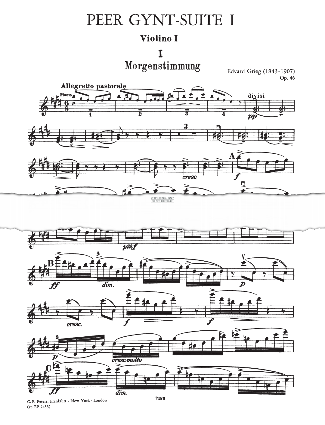 Produktbild zu: Peer Gynt Suite No. 1, Op. 46 (Violin I)
