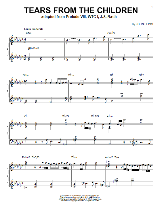 Product gallery: Page 1 of 1 Tears From The Children (arr. Brent Edstrom), Modern Jazz Quartet