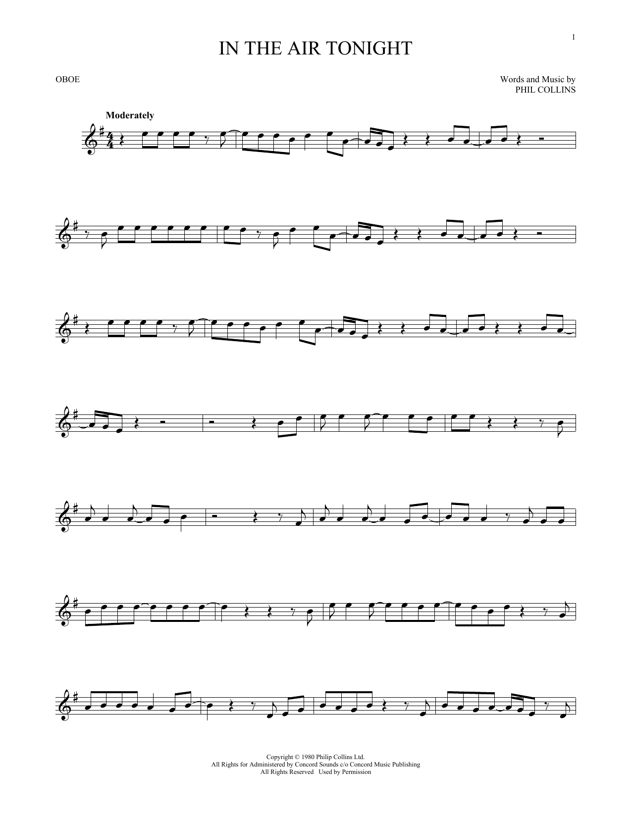 Produktgalerie: Seite 1 von 1 In The Air Tonight, Phil Collins, Oboe