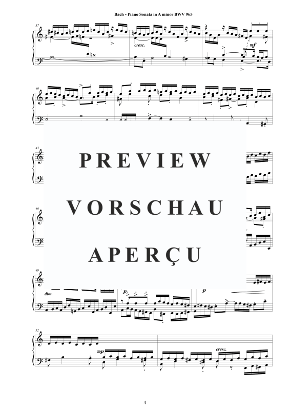 Produktgalerie: Seite 5 von 11 Klavier Sonate in A-Moll BWV 965 - nach Johann Adam Reincken, , Klavier Solo