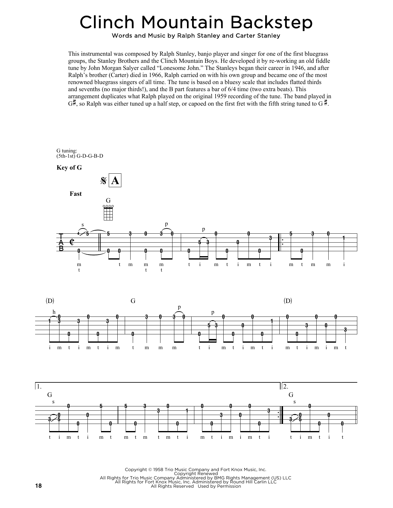 Produktgalerie: Seite 1 von 1 Clinch Mountain Backstep (arr. Fred Sokolow), The Stanley Brothers, Banjo