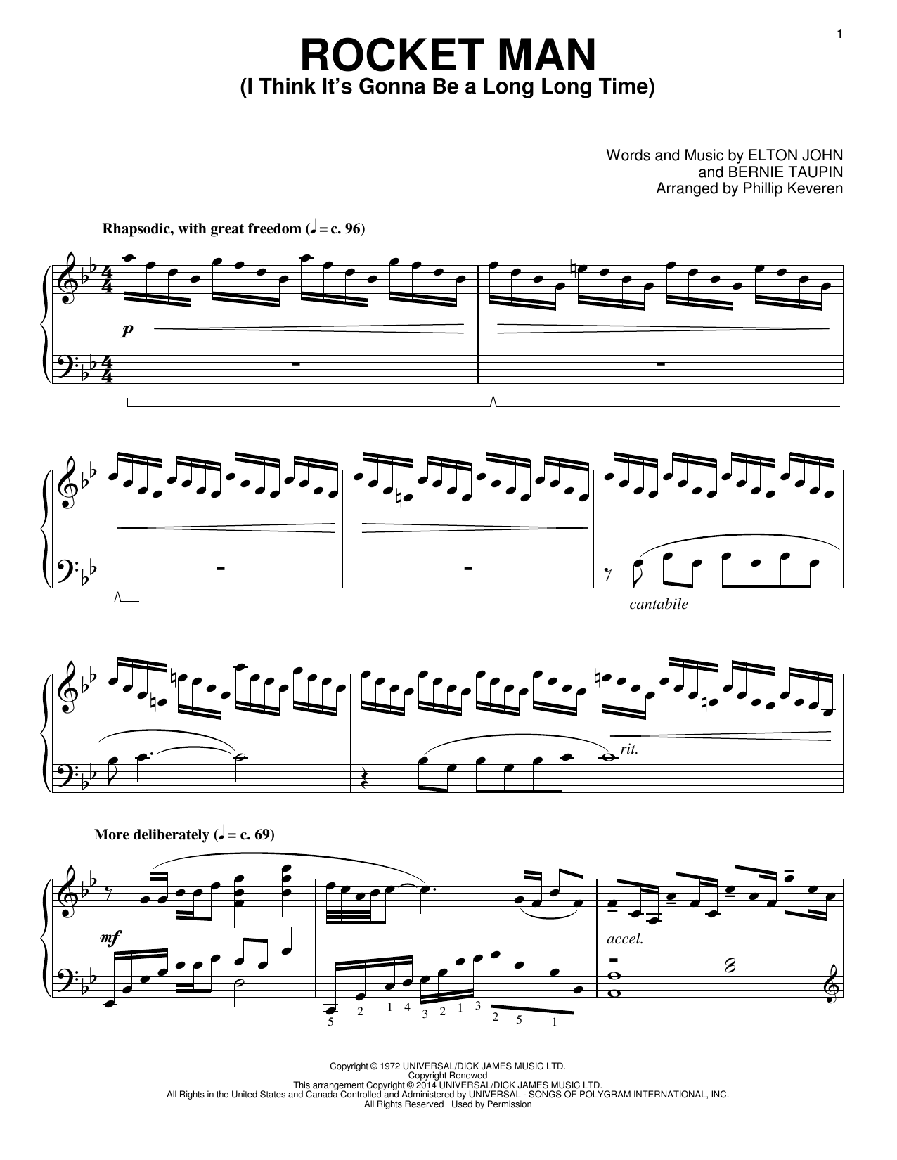 Product picture to: Rocket Man (I Think It's Gonna Be A Long Long Time) [Classical version] (arr. Phillip Keveren)