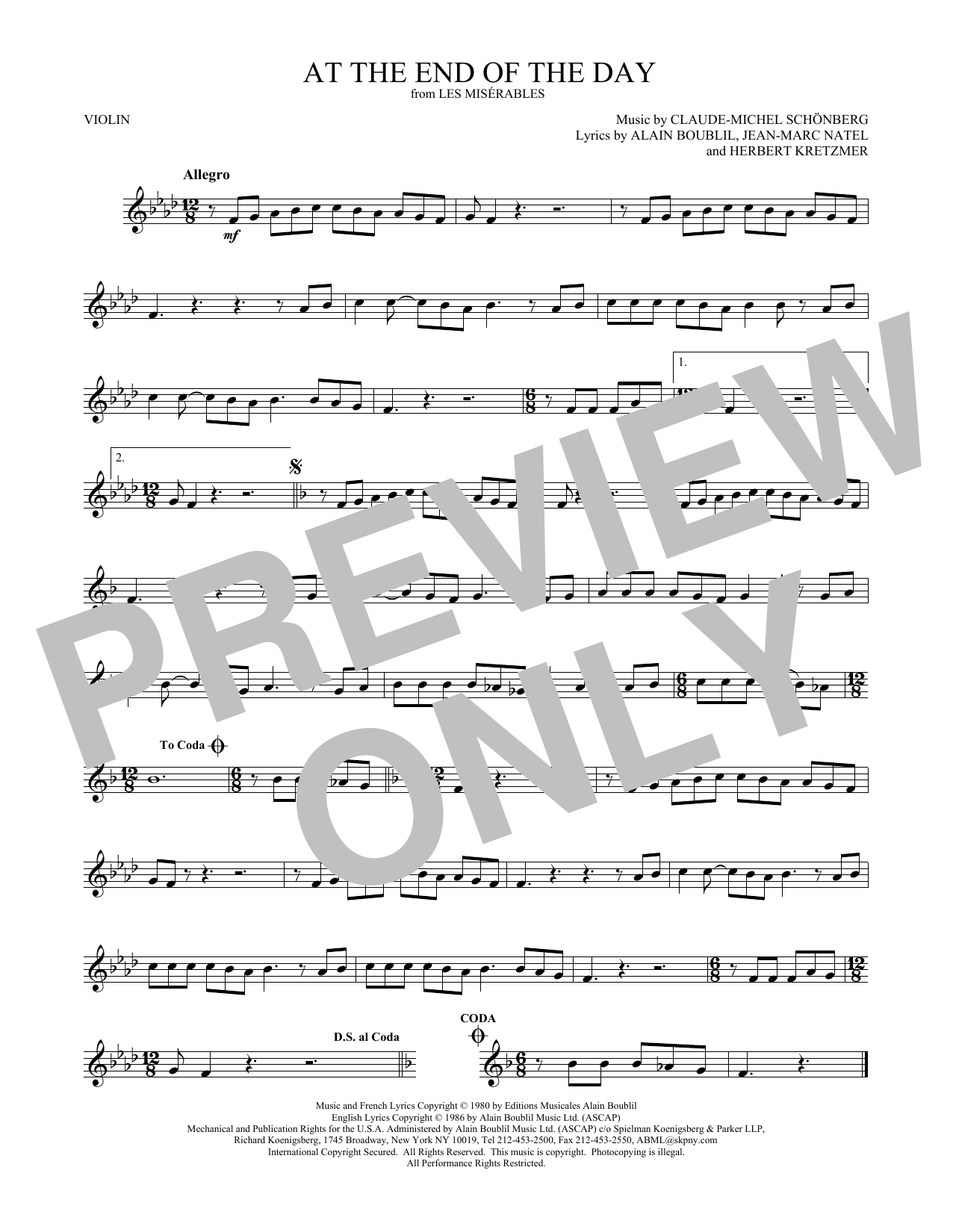Product gallery: Page 1 of 1 At The End Of The Day, Claude-Michel Schönberg
