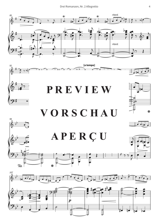 gallery: Drei Romanzen, Nr. 2 Allegretto - op. 22 II, Joseph Joachim freundschaftlichst gewidmet , , (Violine + Klavier)