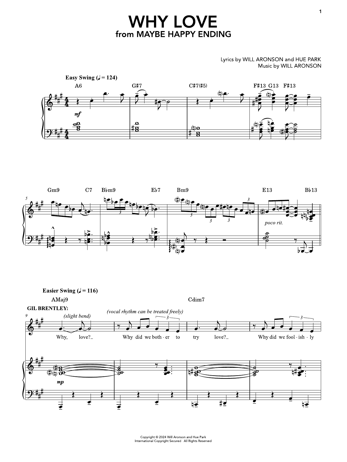 Produktgalerie: Seite 1 von 1 Why Love (from Maybe Happy Ending), Hue Park & Will Aronson, Gesang, Klavier
