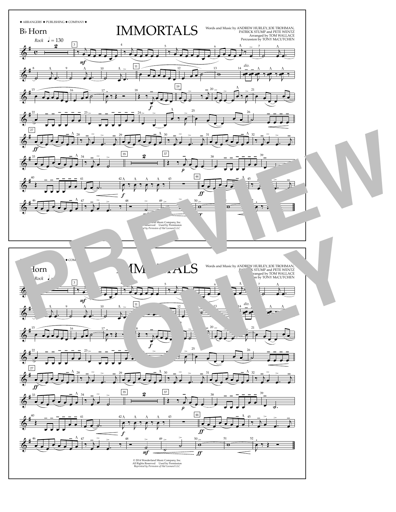 Produktbild zu: Immortals (from Big Hero 6) (arr. Tom Wallace) - Bb Horn