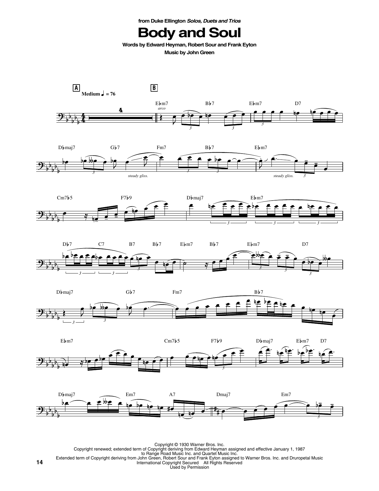 Produktgalerie: Seite 1 von 1 Body And Soul, Duke Ellington, Kontrabass