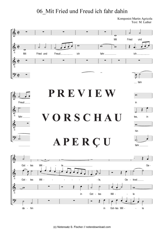 Produktgalerie: Seite 2 von 4 Mit Fried und Freud ich fahr dahin , , (Gemischter Chor)