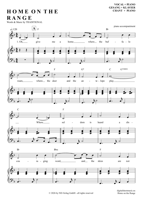 Product picture to: Home On The RangeAmerican Folk Song