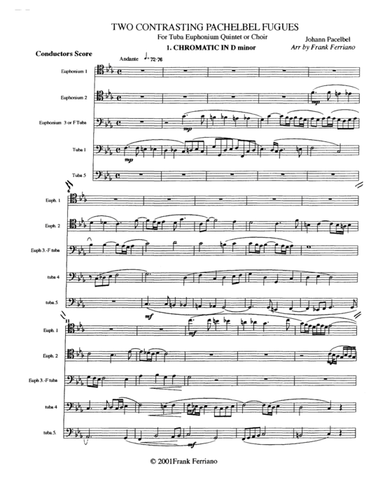 Product picture to: Two Contrasting Pachelbel Fugues (Tuba Quintett EEE(T) Johann Pachelbel
