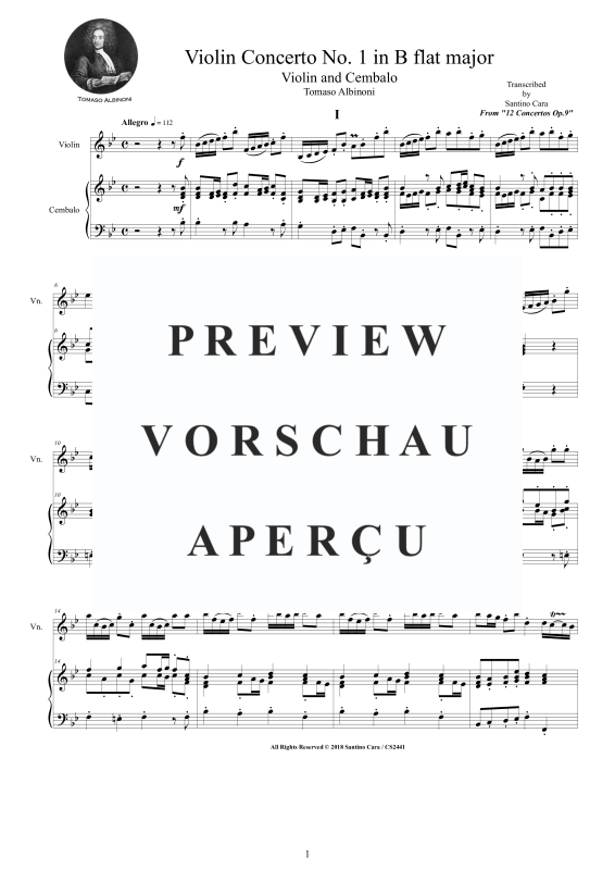 Produktgalerie: Seite 2 von 11 Violin Concerto No.1 in B-Dur Op.9, , Violine und Cembalo