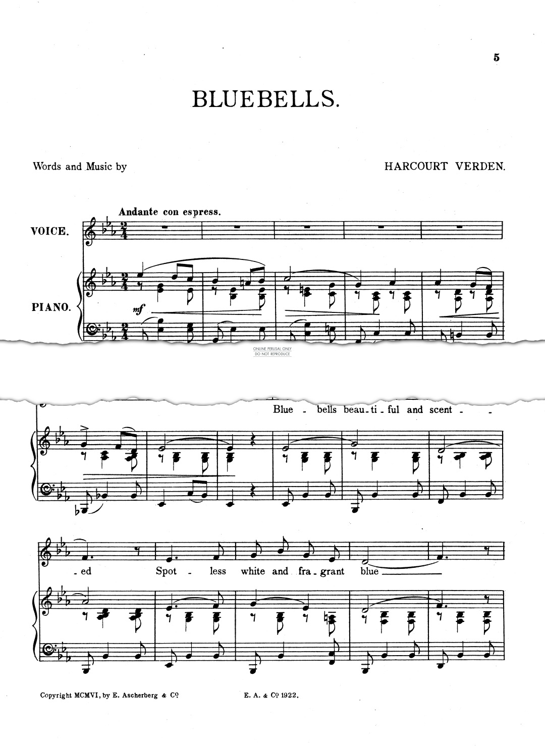 Produktgalerie: Seite 1 von 1 Bluebells, Harcourt Verden, Gesang, Klavier
