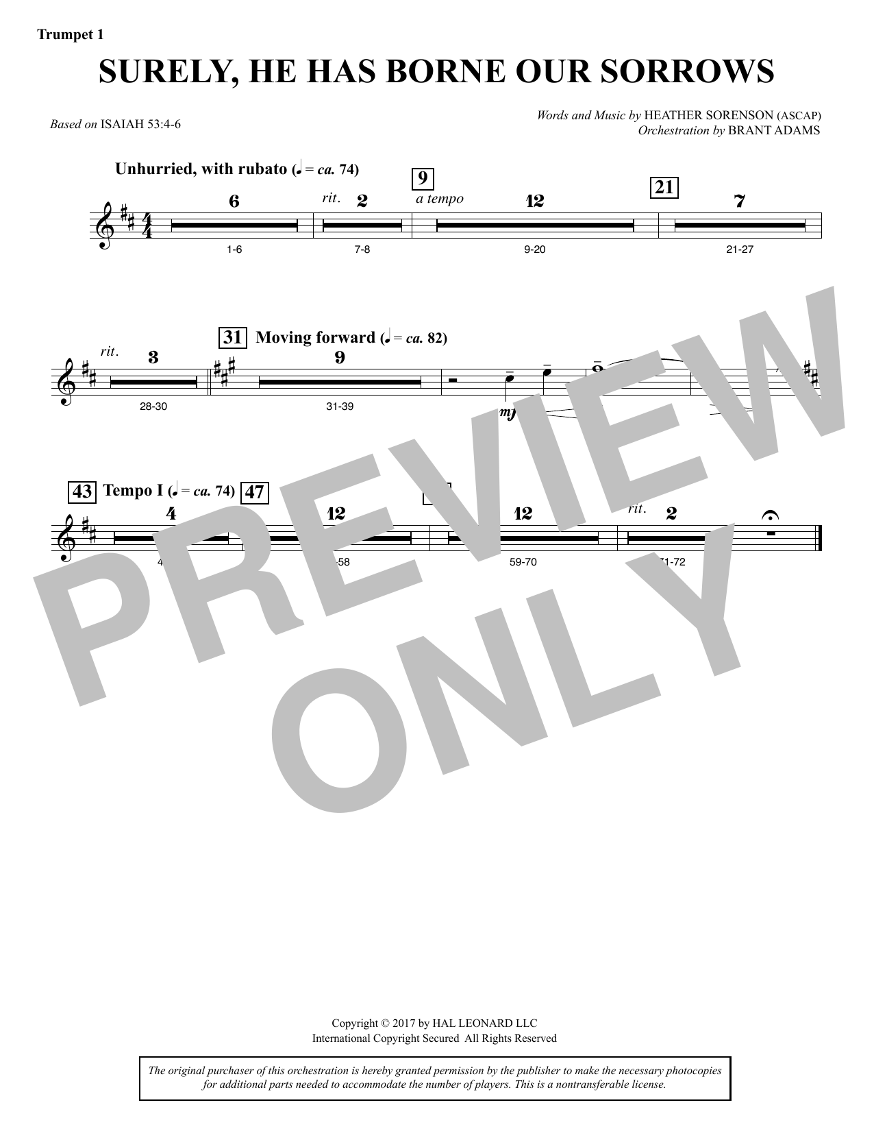 Produktbild zu: Surely, He Has Borne Our Sorrows - Bb Trumpet 1