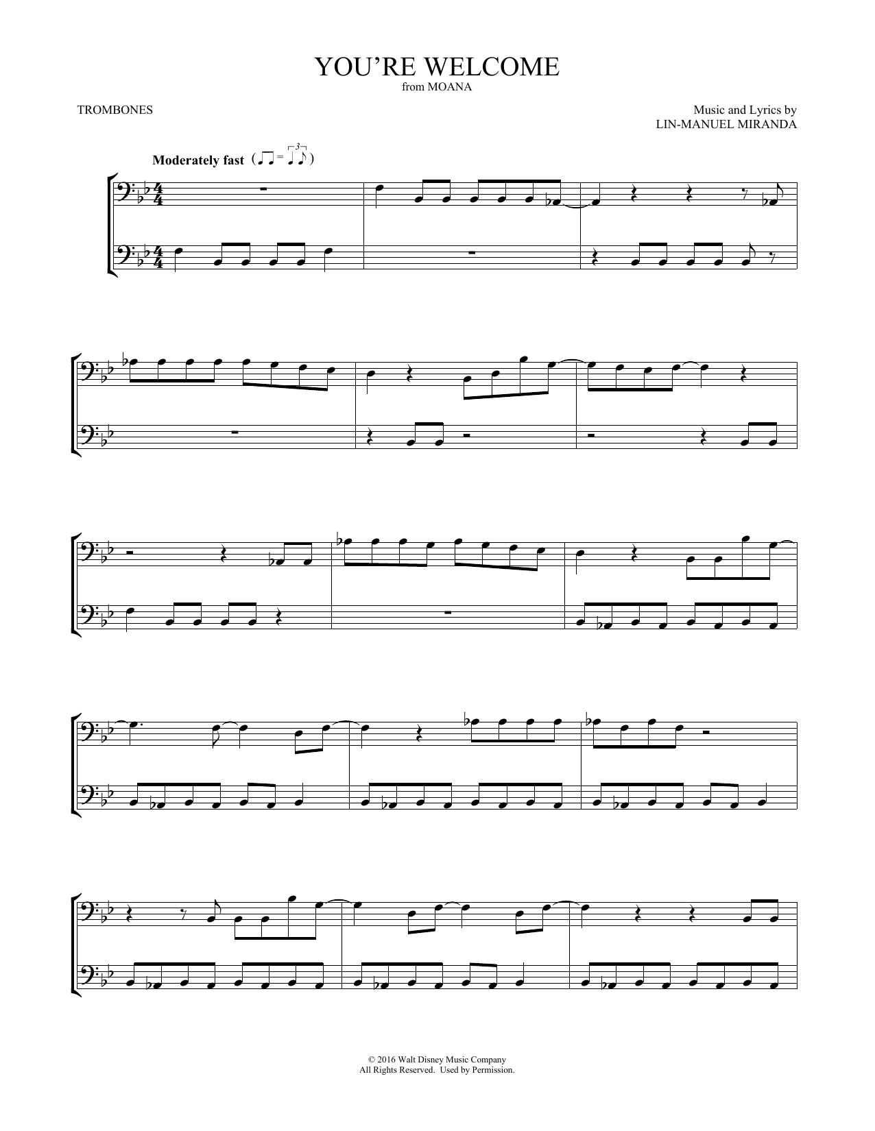 Product gallery: Page 1 of 1 You're Welcome (from Moana) (arr. Mark Phillips), Lin-Manuel Miranda