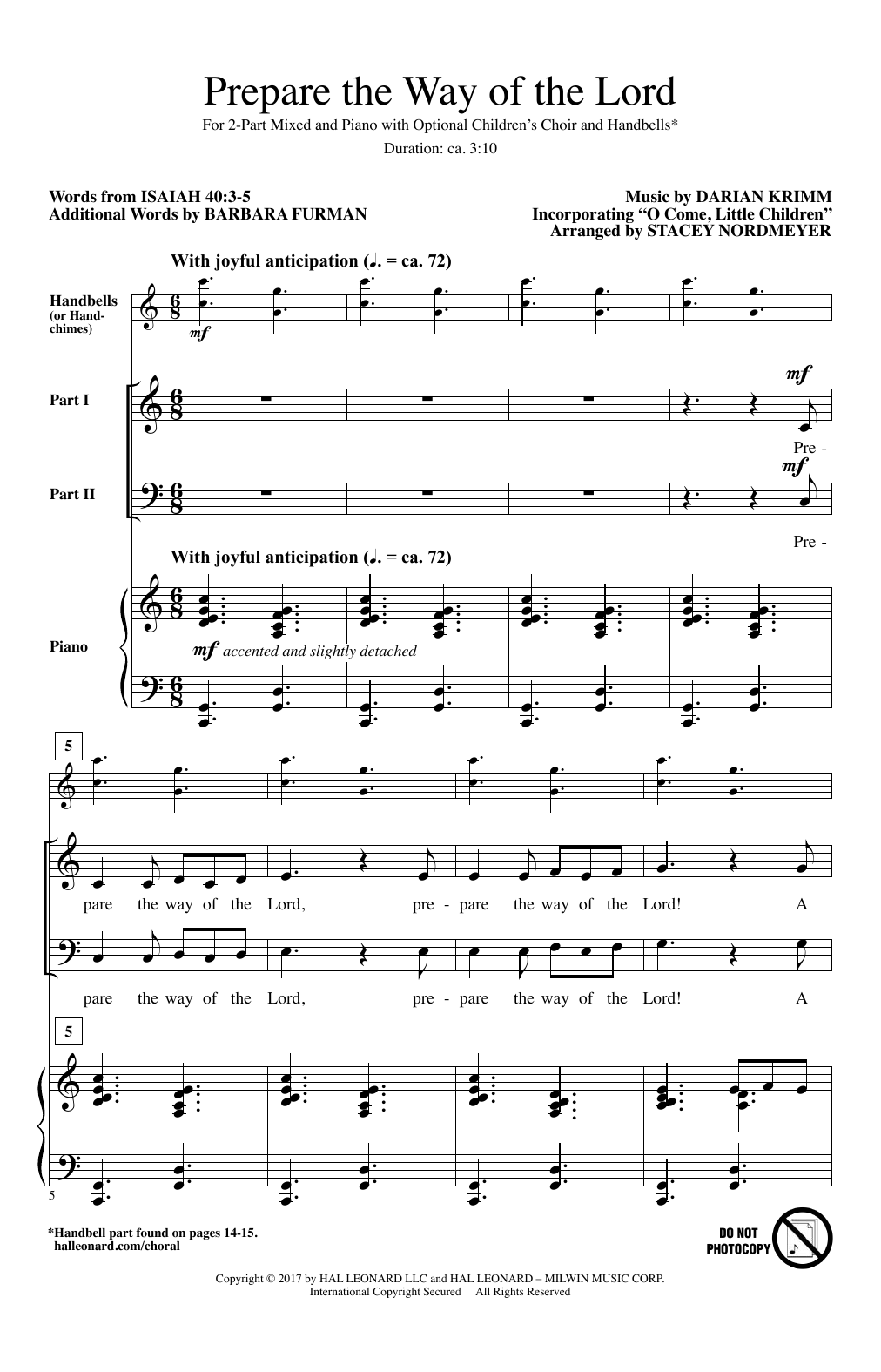 Product picture to: Prepare The Way Of The Lord (arr. Stacey Nordmeyer)