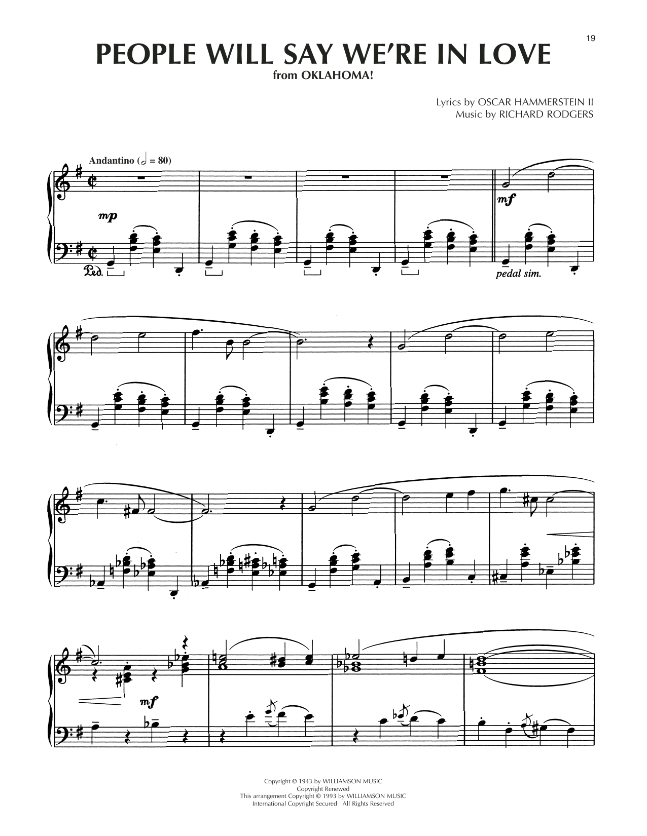 Produktbild zu: People Will Say We're In Love (from Oklahoma) (arr. Dick Hyman)