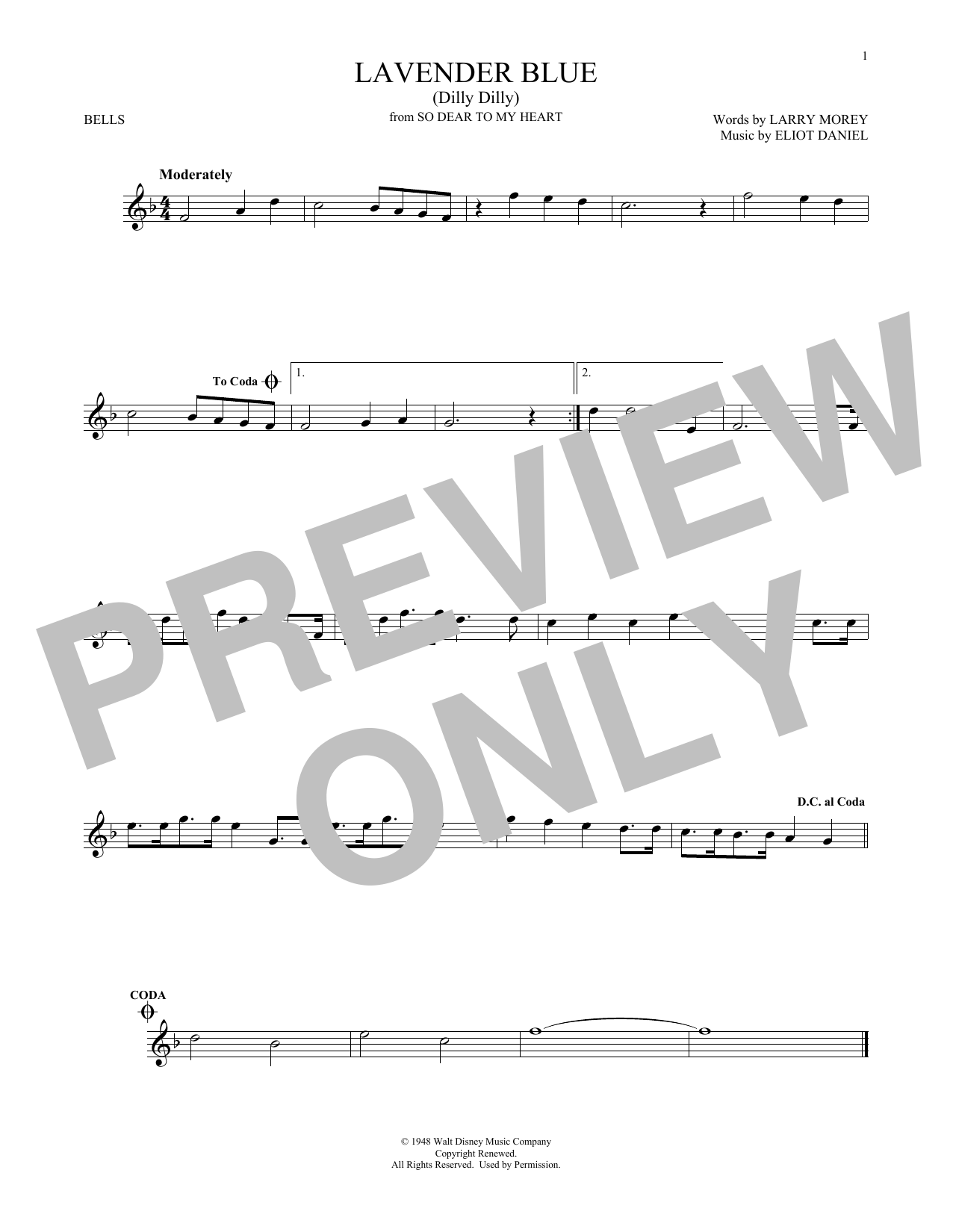 Produktgalerie: Seite 1 von 1 Lavender Blue (Dilly Dilly) (from So Dear To My Heart), Burl Ives, Percussion