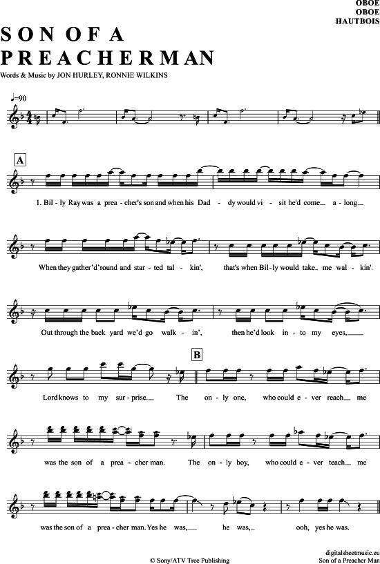 Produktgalerie: Seite 1 von 4 Son Of A Preacher Man  , Springfield, Dusty, (Oboe)