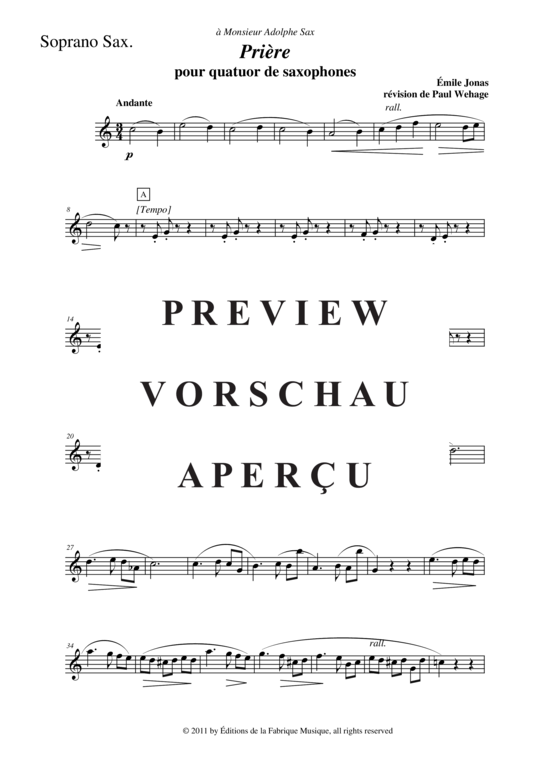 Product gallery: Page 10 of 20 Prière , , (Saxophone Quartet)