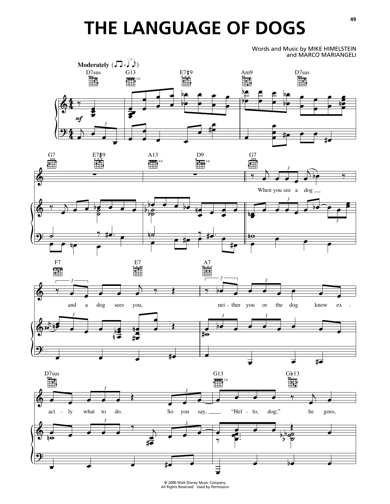 Produktgalerie: Seite 1 von 1 The Language Of Dogs (from 102 Dalmatians), Mike Himelstein, Gesang, Gitarre, Klavier