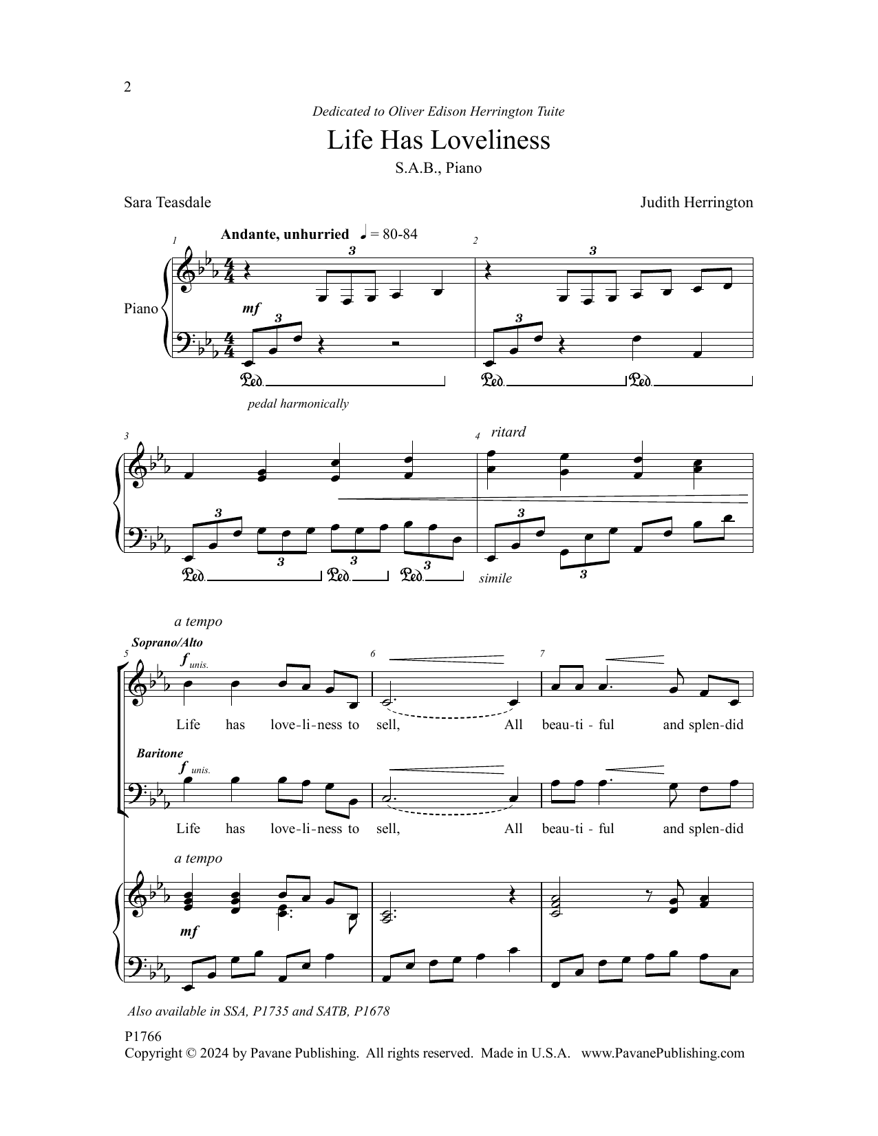 Produktgalerie: Seite 1 von 1 Life Has Loveliness, Judith Herrington, Chor