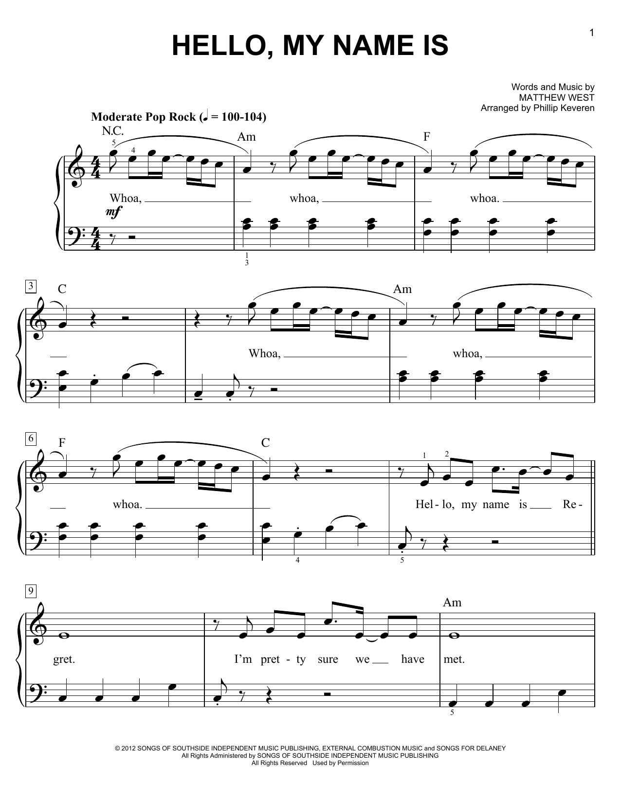 Produktbild zu: Hello, My Name Is (arr. Phillip Keveren)