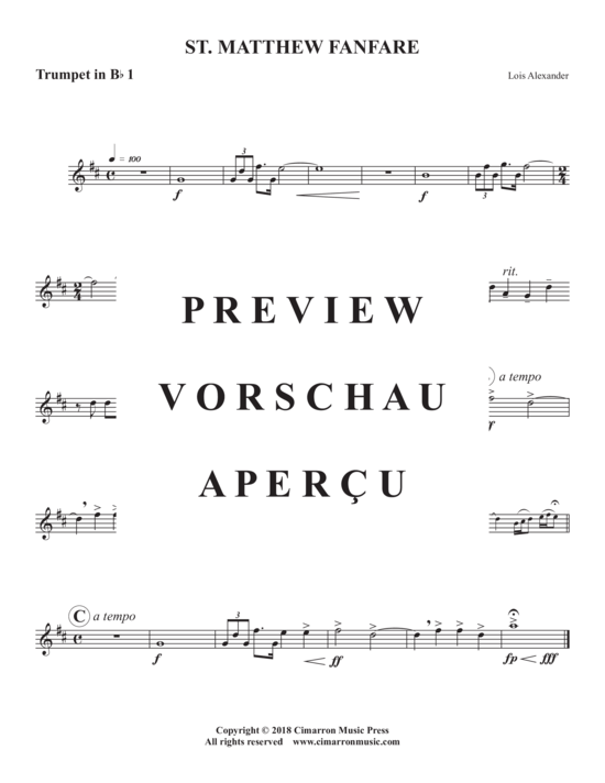 Produktgalerie: Seite 5 von 9 St. Matthew Fanfare , , (Blechbläser Quartett 2x Trompete in C/Bb + 2x Posaune)