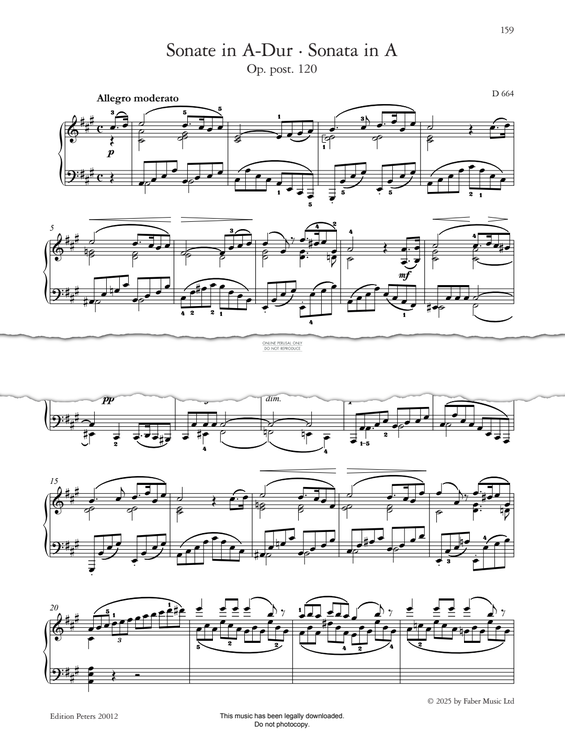 Produktgalerie: Seite 1 von 1 Sonata in A, Op. post. 120, D 664, Franz Schubert, Klavier