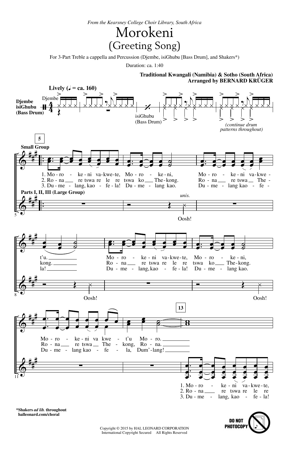 Product gallery: Page 1 of 1 Morokeni (Welcome Song), Bernard Krüger