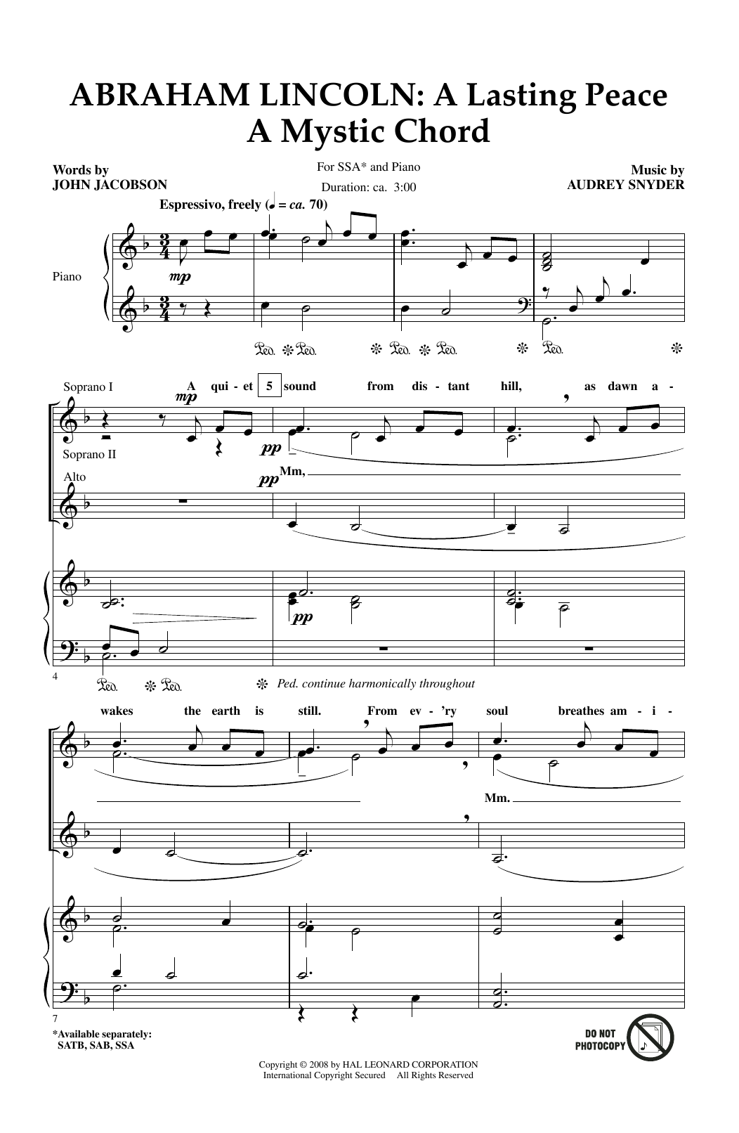 Produktgalerie: Seite 1 von 1 Abraham Lincoln: A Lasting Peace, Audrey Snyder, Chor