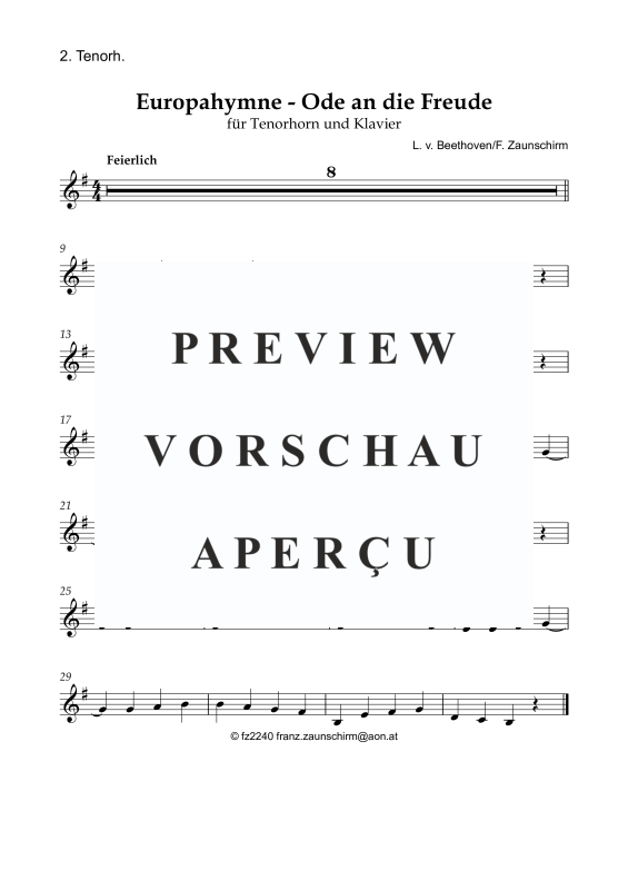 Produktgalerie: Seite 8 von 8 Europahymne - Ode an die Freude, , Tenorhorn und Klavier