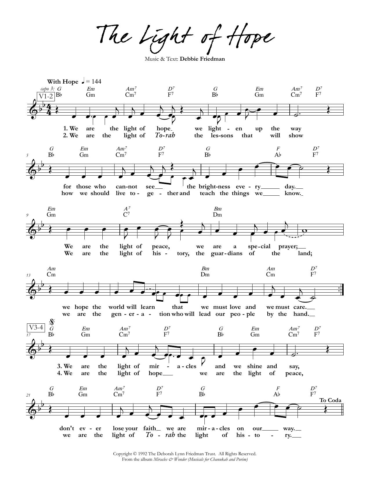 Product gallery: Page 1 of 1 The Light of Hope, Debbie Friedman