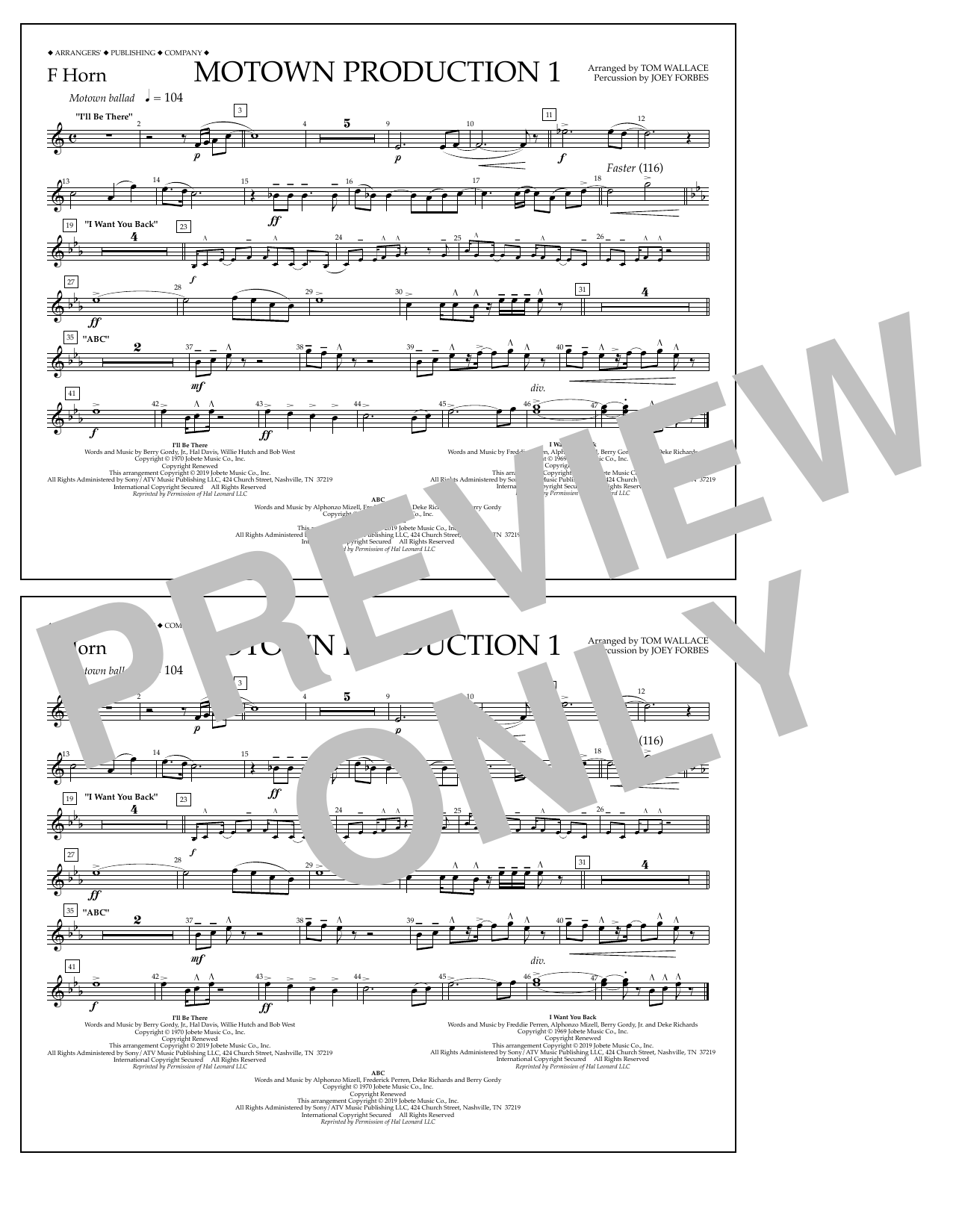 Product picture to: Motown Production 1(arr. Tom Wallace) - F Horn