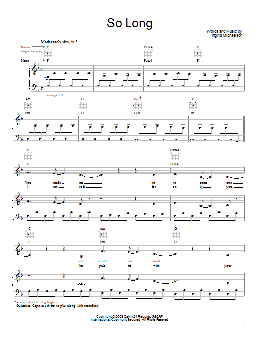 Produktgalerie: Seite 1 von 1 So Long, Ingrid Michaelson, Gesang, Gitarre, Klavier