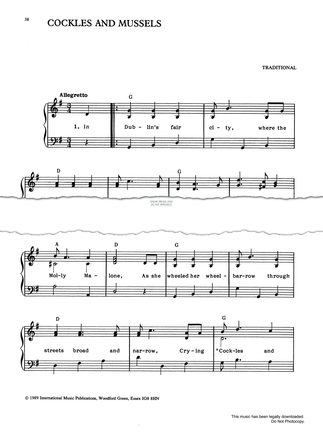 Produktgalerie: Seite 1 von 1 Cockles And Mussels, Traditional, Gesang, Gitarre, Klavier
