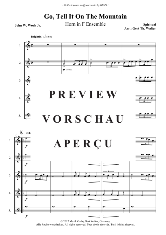 Produktgalerie: Seite 2 von 3 Go Tell It On The Mountain , , (Horn Quintett)