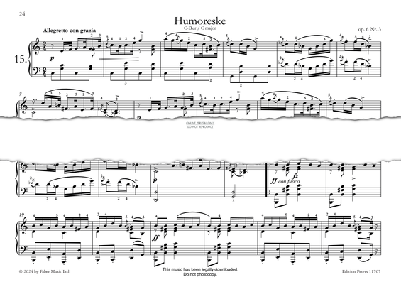 Produktgalerie: Seite 1 von 1 Humoreske in C major Op. 6, Nr. 3, Edvard Grieg, Klavier