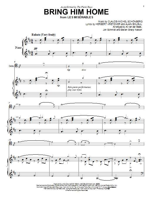 Produktgalerie: Seite 1 von 1 Bring Him Home, The Piano Guys, Klavier, Violoncello