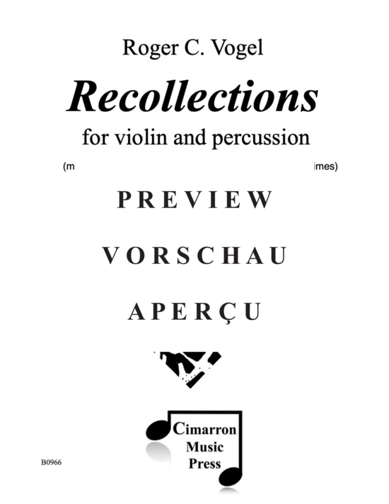 Product gallery: Page 2 of 18 Recollections , , (violin and one percussion)