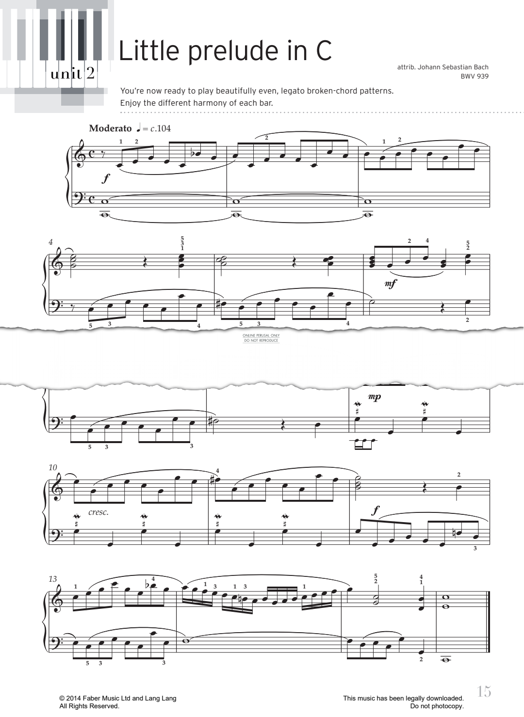 Produktgalerie: Seite 1 von 1 Little Prelude In C (BWV 939), Johann Sebastian Bach, Klavier