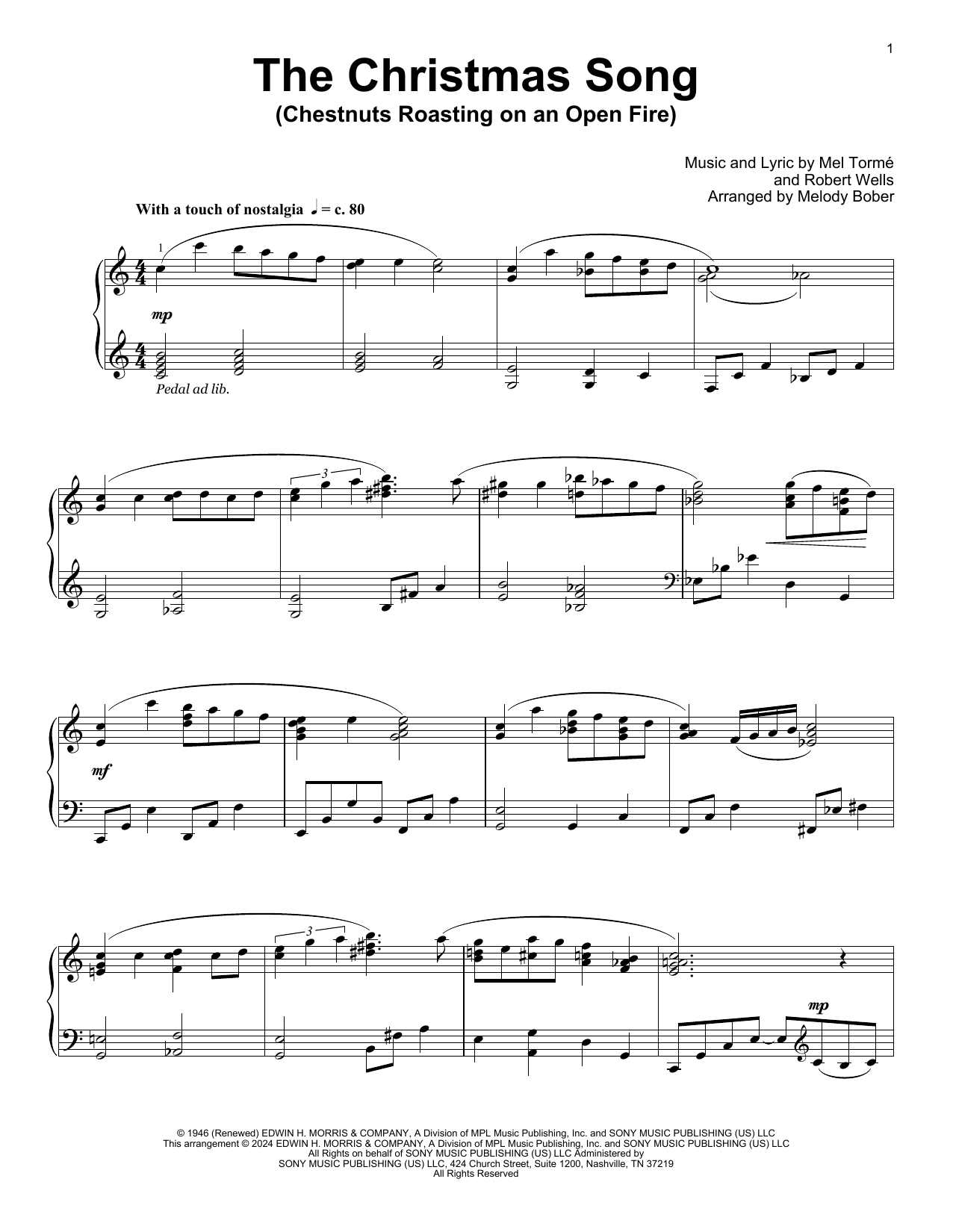 Produktgalerie: Seite 1 von 1 The Christmas Song (Chestnuts Roasting On An Open Fire) (arr. Melody Bober), Mel Torme, Klavier