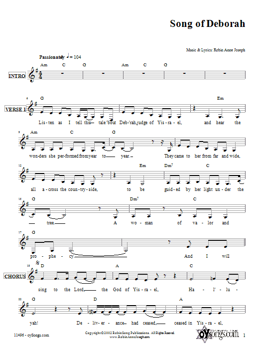 Product gallery: Page 1 of 1 Song of Deborah, Robin Joseph