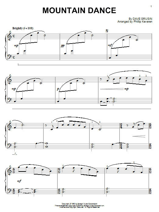 Product gallery: Page 1 of 1 Mountain Dance (arr. Phillip Keveren), Dave Grusin
