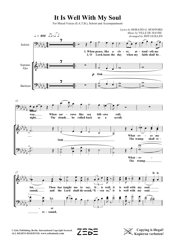 Produktgalerie: Seite 1 von 8 It Is Well With My Soul, , Gemischter Chor SAB, Bariton Solo und Klavier