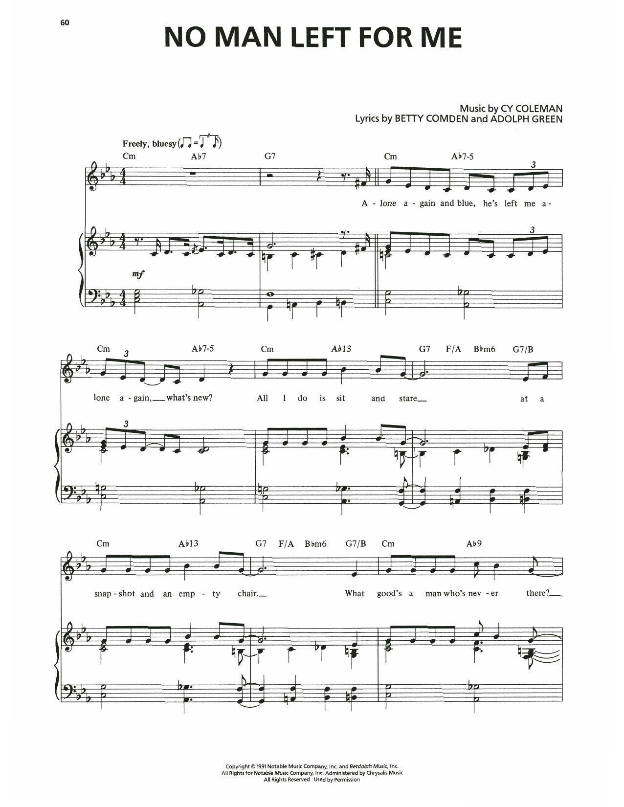 Produktgalerie: Seite 1 von 1 No Man Left For Me (from The Will Rogers Follies), Betty Comden, Gesang, Klavier