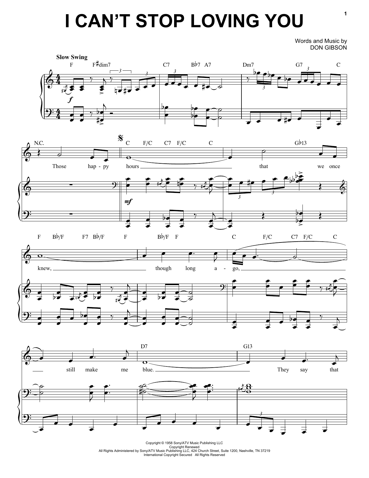 Produktgalerie: Seite 1 von 1 I Can't Stop Loving You [Jazz version] (arr. Brent Edstrom), Ray Charles, Gesang, Klavier