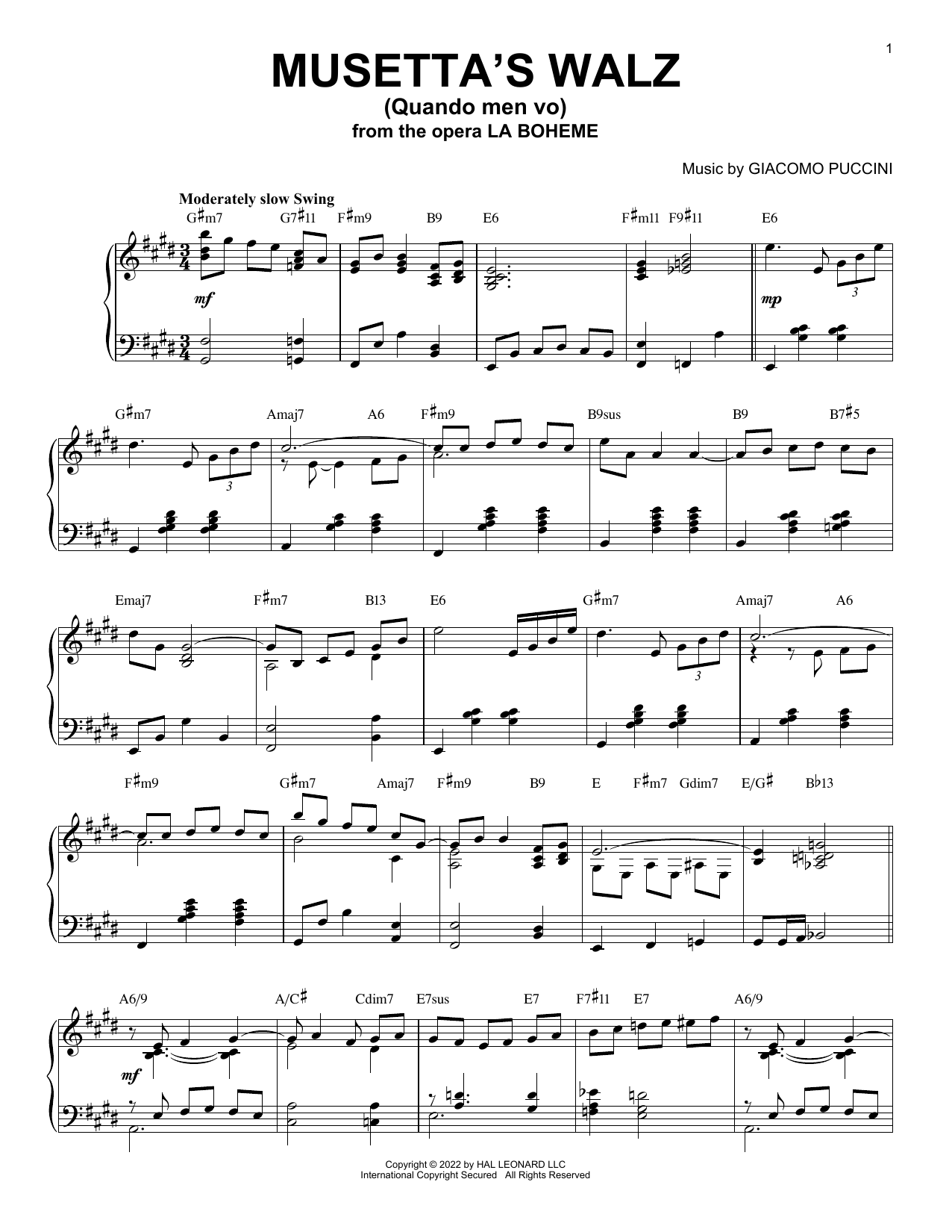 Product picture to: Musetta's Waltz (Quando Men Vo) [Jazz version] (arr. Brent Edstrom)