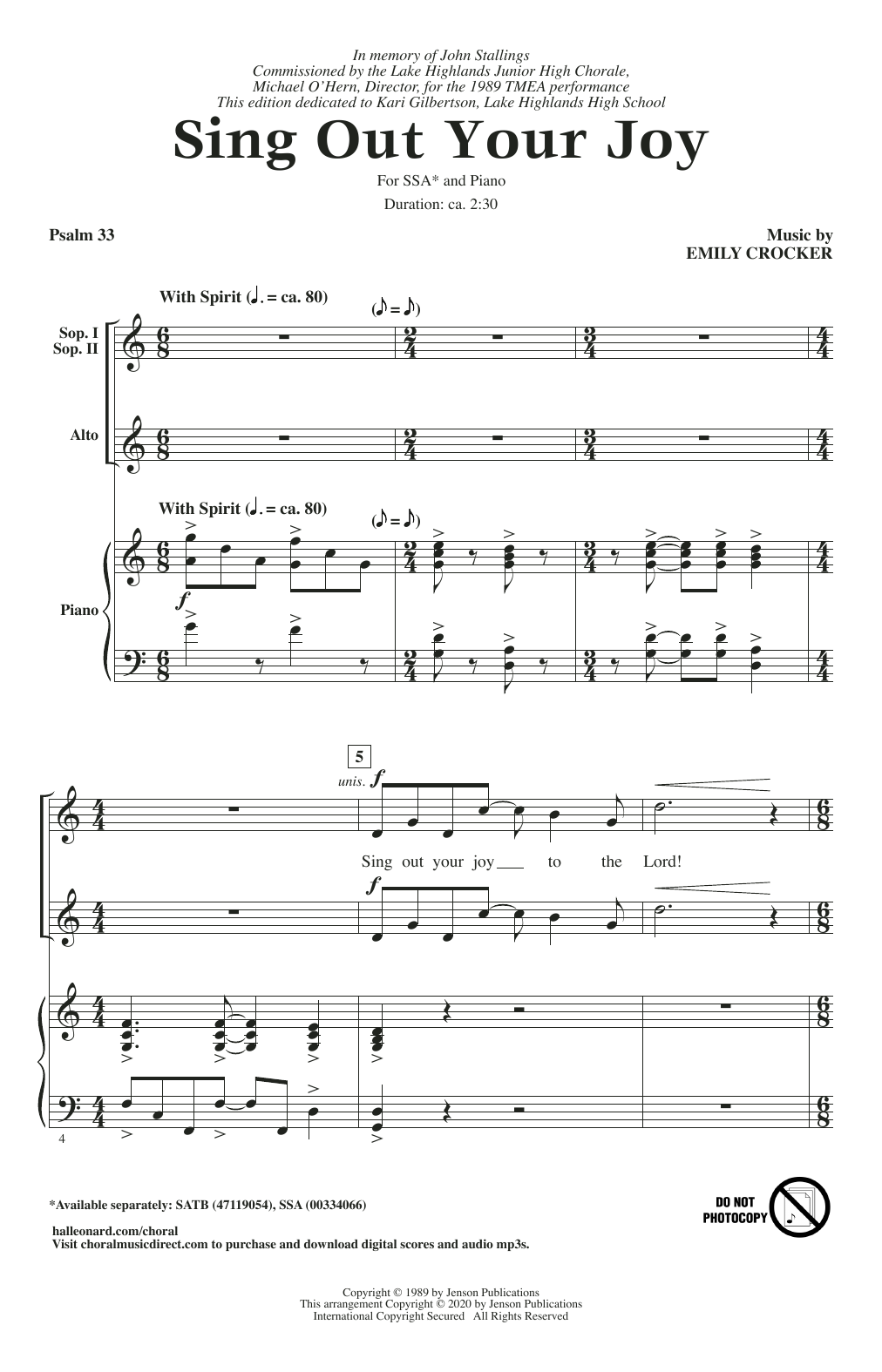 Produktgalerie: Seite 1 von 1 Sing Out Your Joy, Emily Crocker, Chor