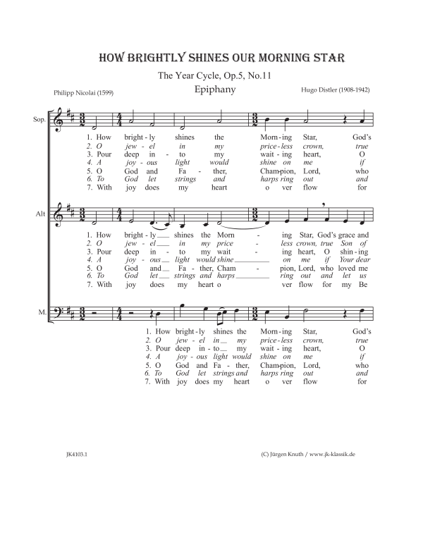 gallery: How Brightly Shines Our Morning Star (The Year Cycle, Op. 5 No. 11), , Gemischter Chor 3-stimmig SAM oder 3 Instrumente